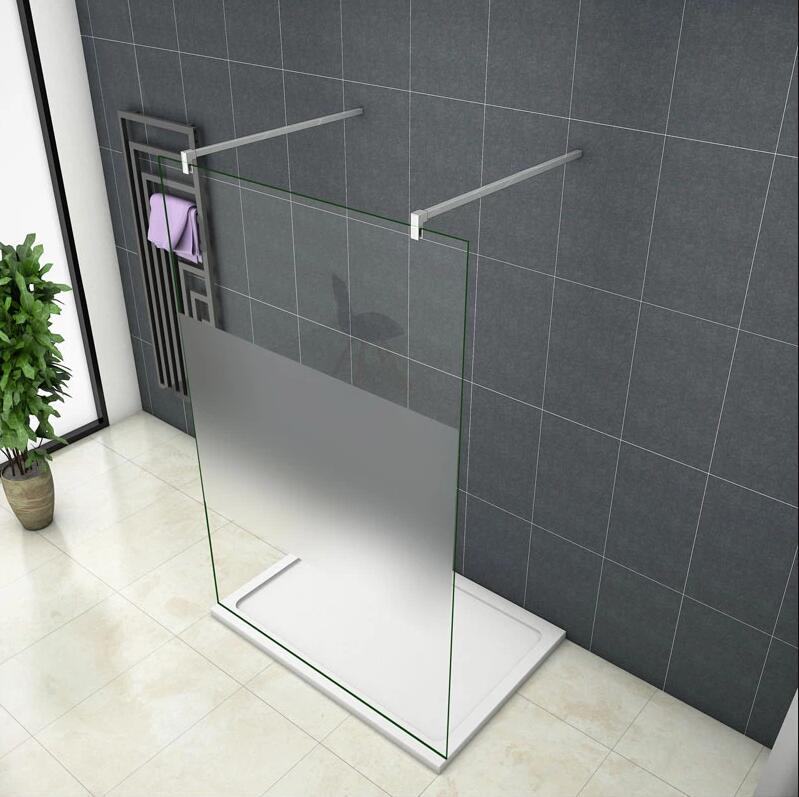 Mamparas ducha Panel Pantalla Fija Vidrio laminado de film Seguridad a Prueba de Explosiones 8mm-Dos Barras de Fijación 90/140cm 117x200cm 140cm