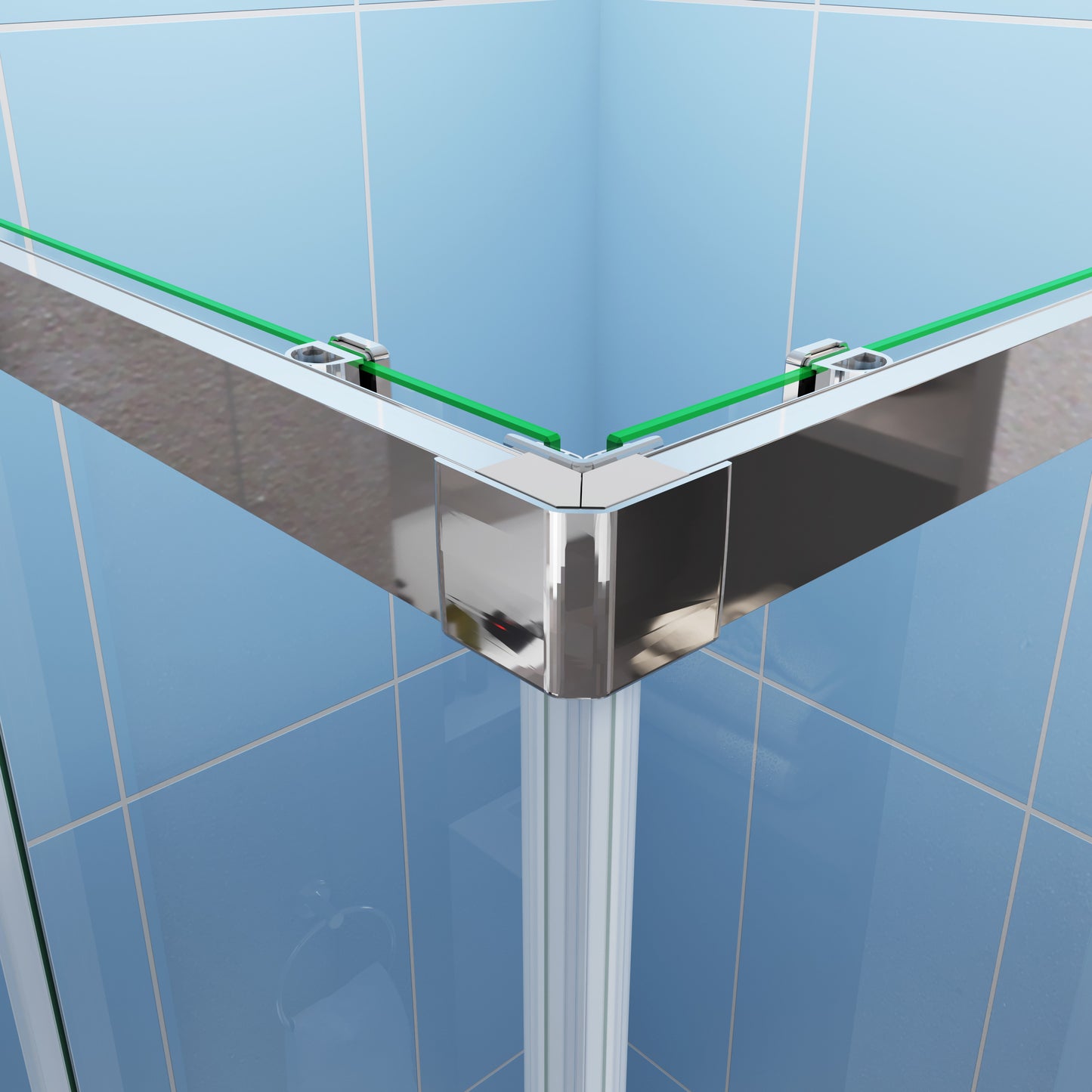 195 cm de altura Mampara Esquinera Puertas Correderas Antical 6mm Cromado