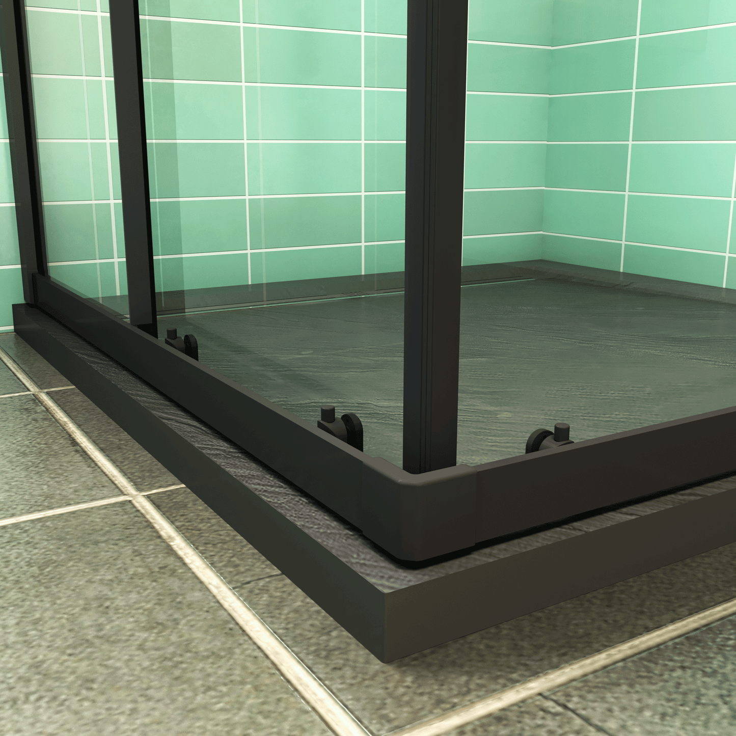 CABINA DE DUCHA DE ESQUINA CORREDERA ANTICAL 6MM CON PERFILERIA NEGRA MATE ALTURA DE 190 CM,ENTRADA ESQUINA