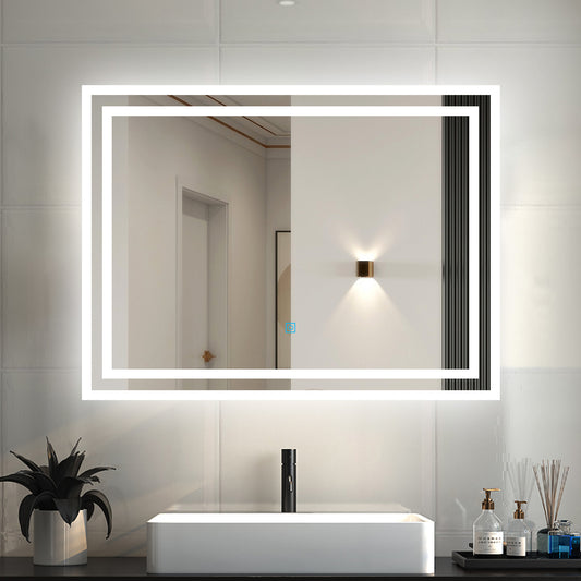 Espejo Led Baño de Pared Ducha con Interruptor de Sensor Táctil Antivaho 90 x 70 cm