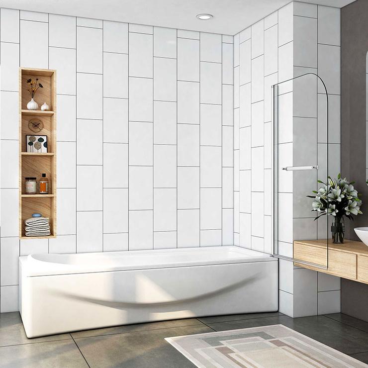 Mampara de Bañera Puerta Abatible con Toallero Cristal 5 MM ,80x140 CM