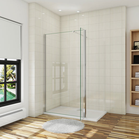 Walk in Panel Pantalla Fija Vidrio laminado de film seguridad a prueba de explosiciones 8mm+Lateral Abatible+Barra