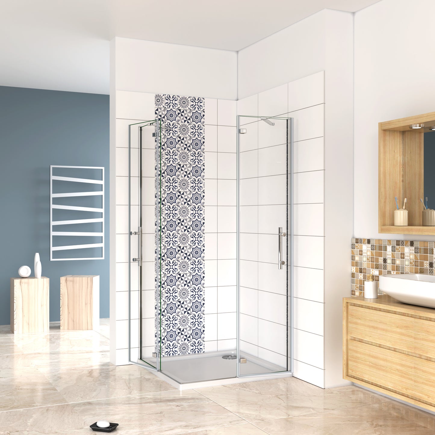 Mamparas Cabina de Ducha cristal 6 mm Puerta Abatible de Baño