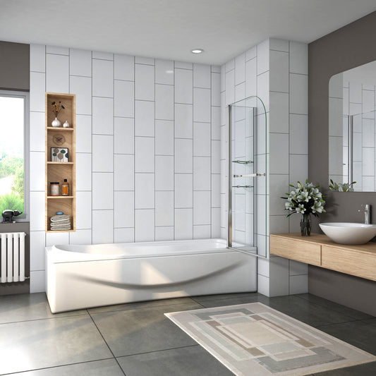 Mampara de Bañera Abatible con Bisagra Cristal 6 MM 120x140cm