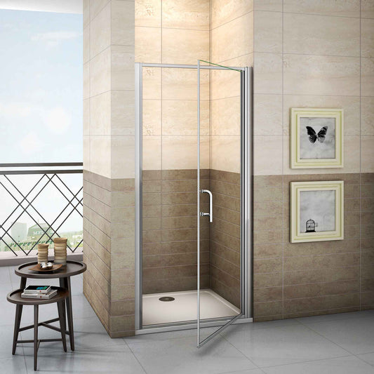 Mampara de Ducha Puerta una hoja Abatible Frontal Cristal Templado de 6 MM