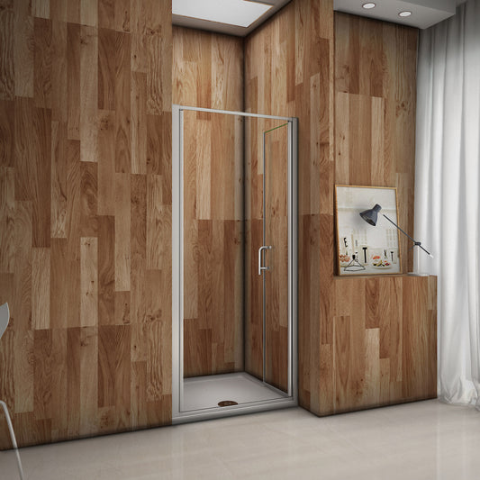 Mampara de Ducha Puerta Abatible Frontal Cristal Templado de 6 MM