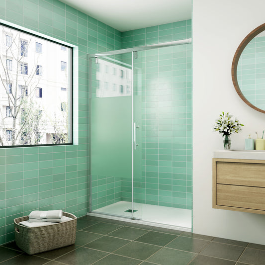 liquidacion 120x190CM MAMPARA DE DUCHA CORREDERA, CRISTAL TEMPLADO DE 6 MM CON TRATAMIENTO ANTICAL ESAYCLEAN, 1 FIJO +1 PUERTA CORREDERA