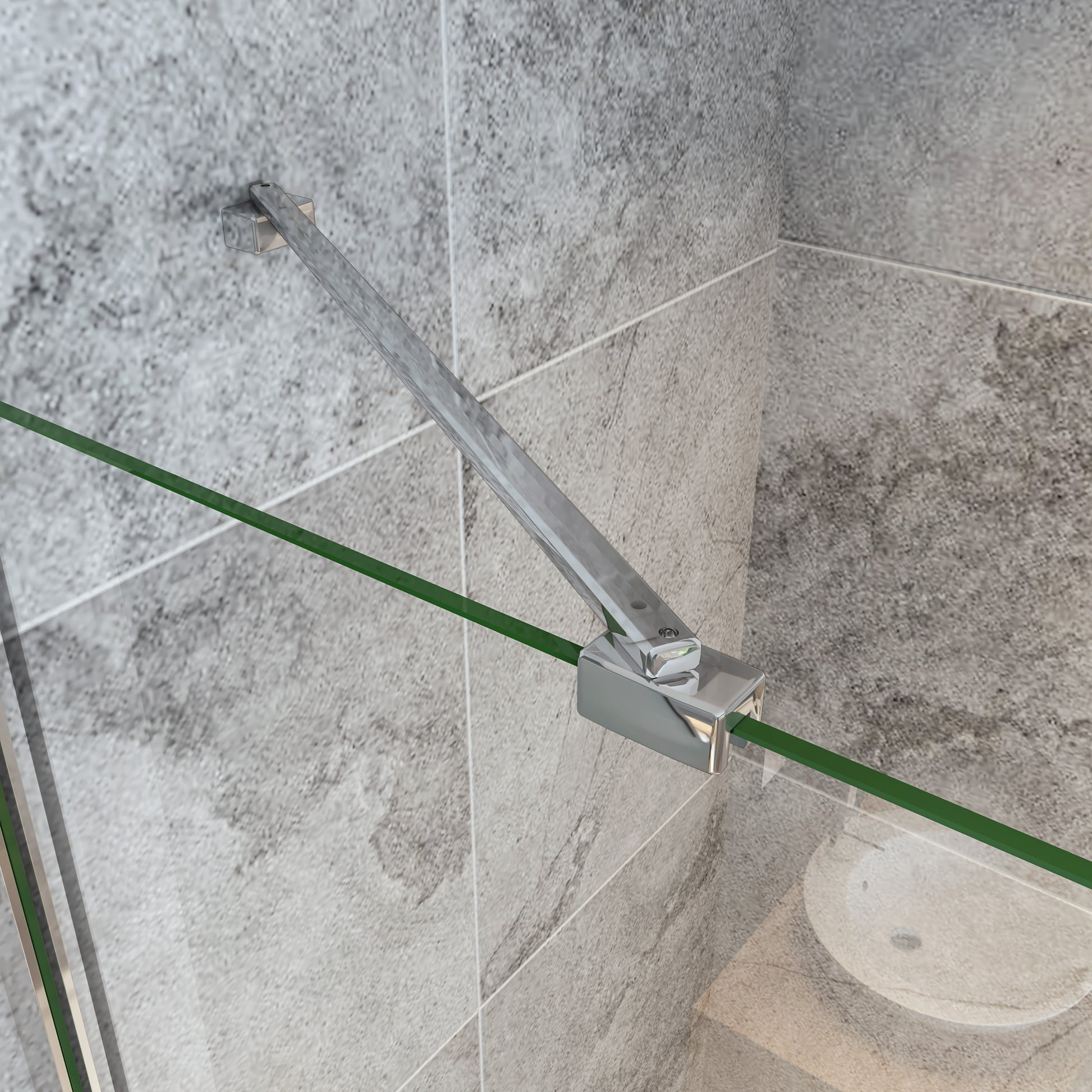 Mampara de Ducha 8mm Frontal Panal Fijo 80/90/100 cm con Panel Abatible de 40 CM y barra de soporte ,vidrio antical de 8 mm