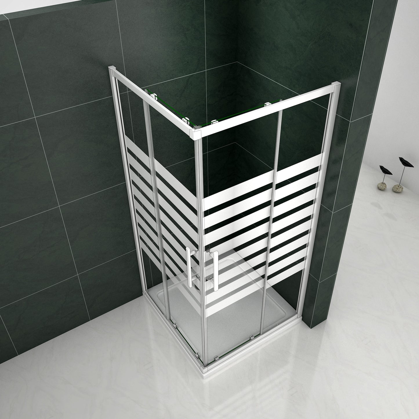 liquidacion Mamparas de ducha corrediza Puertas vidrio Serigrafiada cristal 5mm(80/90 x 195 cm)
