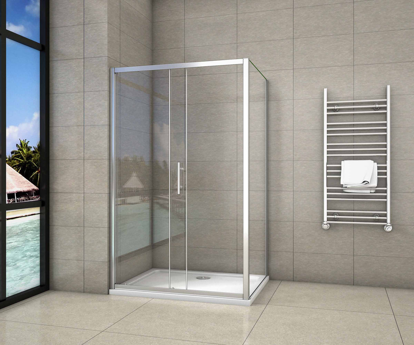 Cabina de Ducha Rectangular Puerta Corredera Cristal Templado 5 MM Altura 185CM