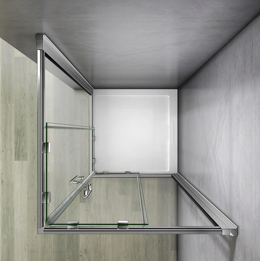 Mamparas Angular Doble Puertas Correderas 6mm Cromado para Ducha Alta 195cm