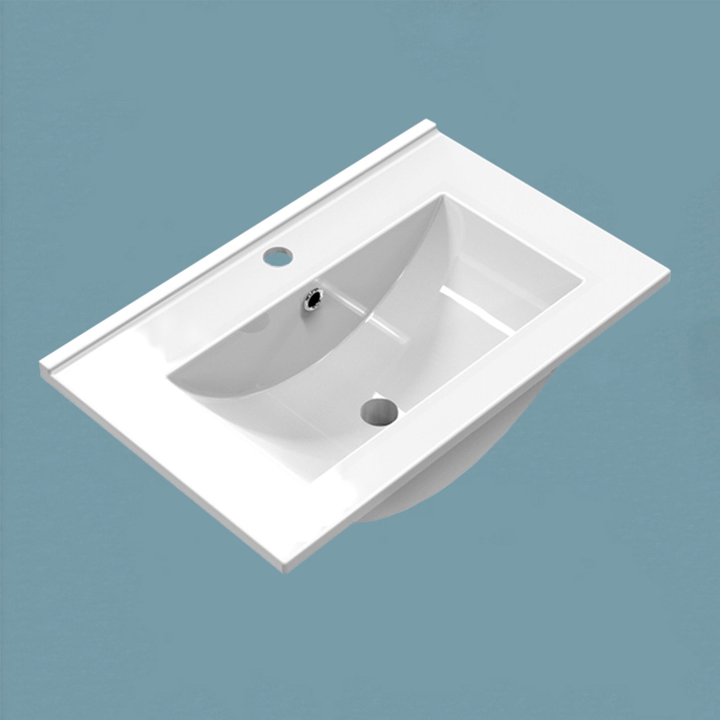 Armario de baño de Pie con Dos Puertas580x380x824mm, Mueble de baño con Lavabo de Porcelana610x395x18mm, Color blanco