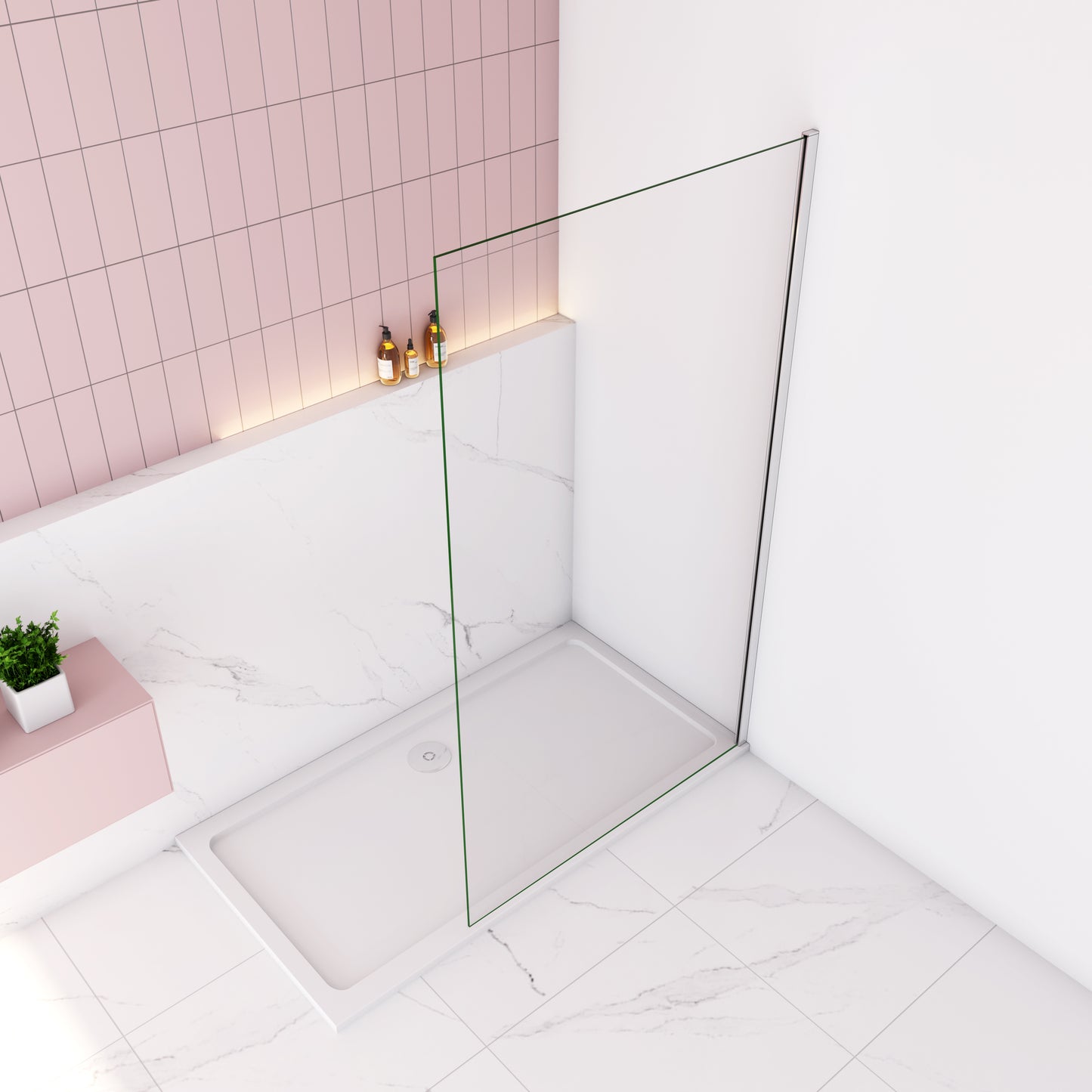 Mampara walk-in, Mampara de ducha fija de,Vidrio templado de 8mm tratamiento antical/Easyclean