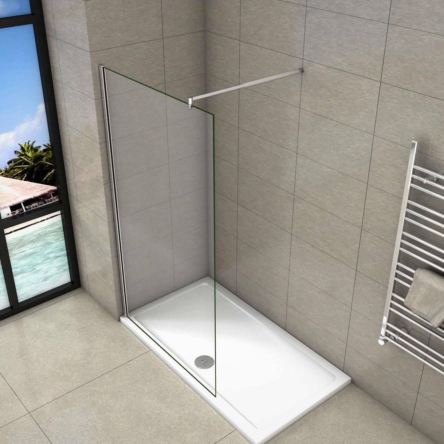 liquidacion 200cm Mamparas de Ducha Pantalla Panel Fijo Perfil Cromado Cristal Antical 10mm