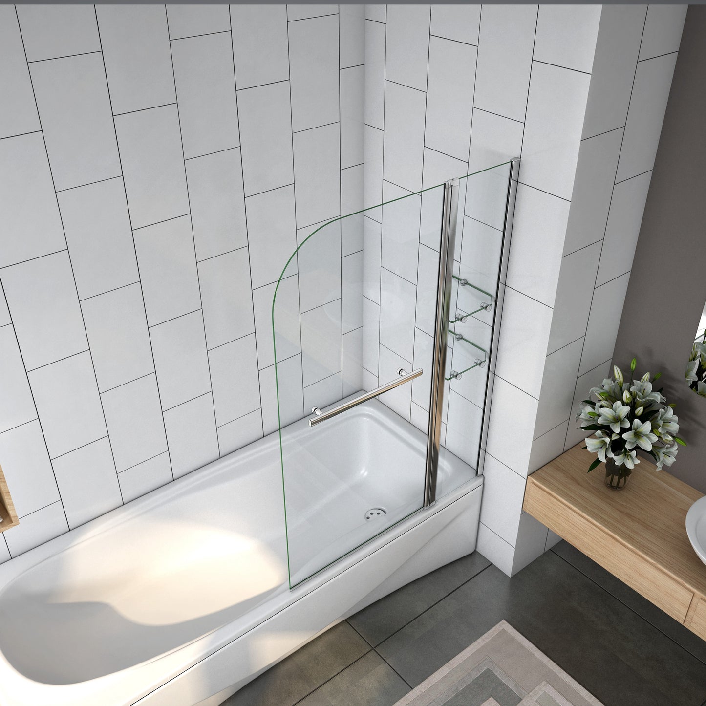 Mampara de Bañera Abatible con Bisagra Cristal 6 MM 120x140cm