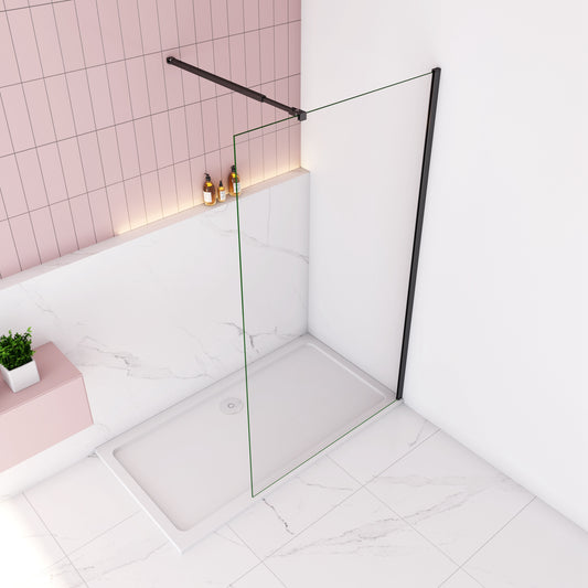 liquidacion Mamparas de Ducha Pantalla Panel Fijo Perfil Negro Mate Cristal Antical 10mm