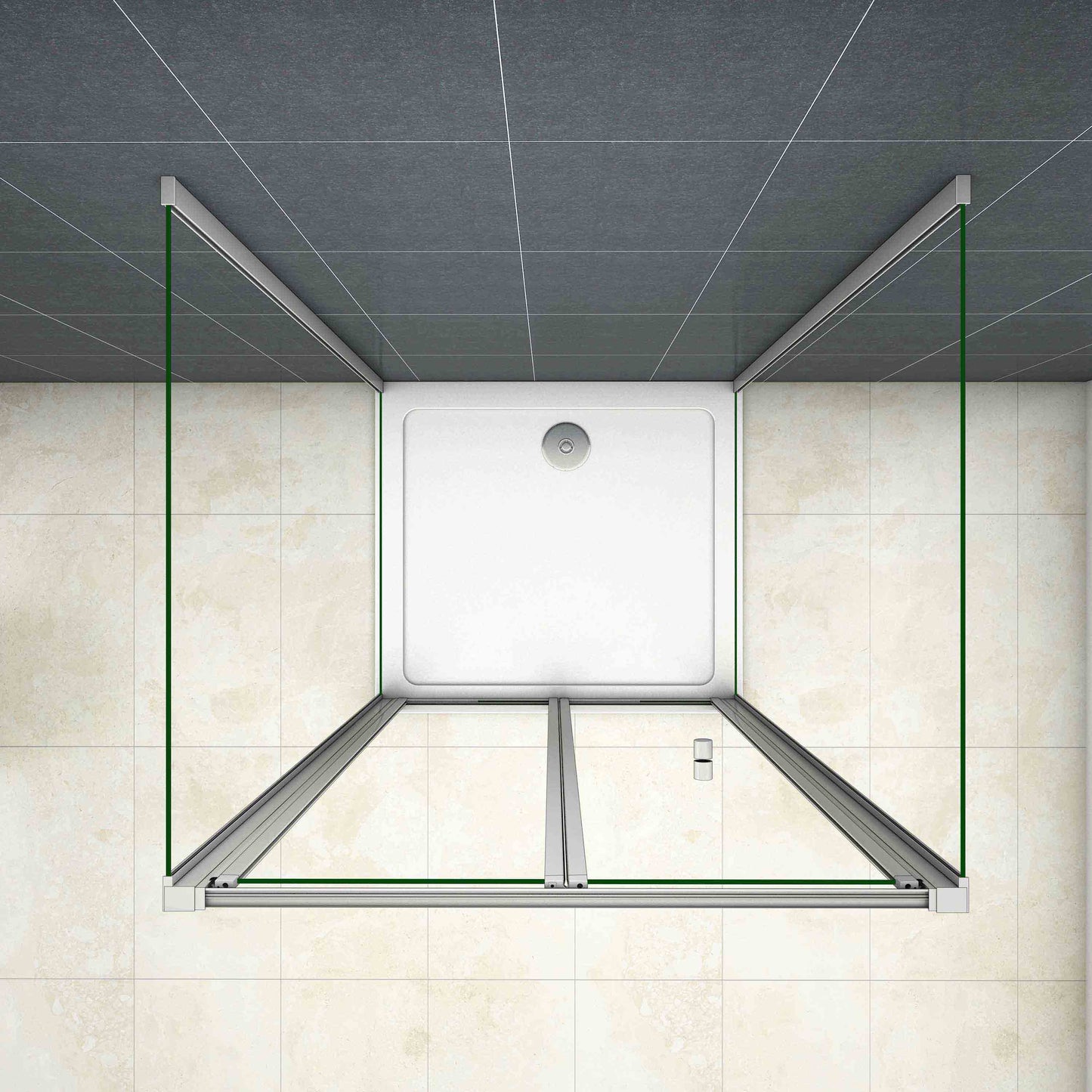 liquidacion Mampara de ducha cuadrada ,frontal 2 hojas plegables + dos panel fijo lateral Cristal Templado 5mm