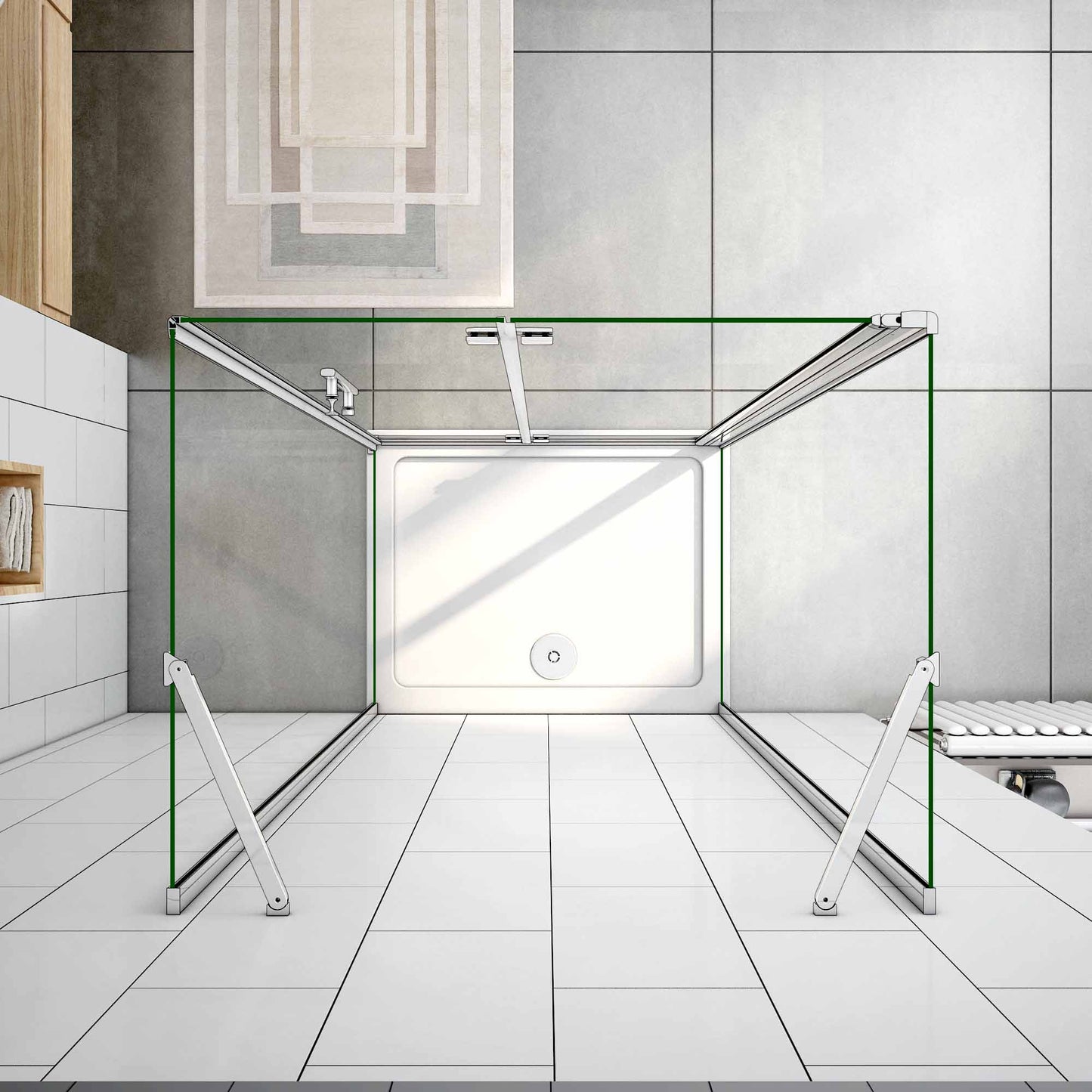 CABINA DE DUCHA PLEGABLE, EN FORMA U, 6MM EASYCLEAN CRISTAL TEMPLADO, TRATAMIENTO ANTICAL