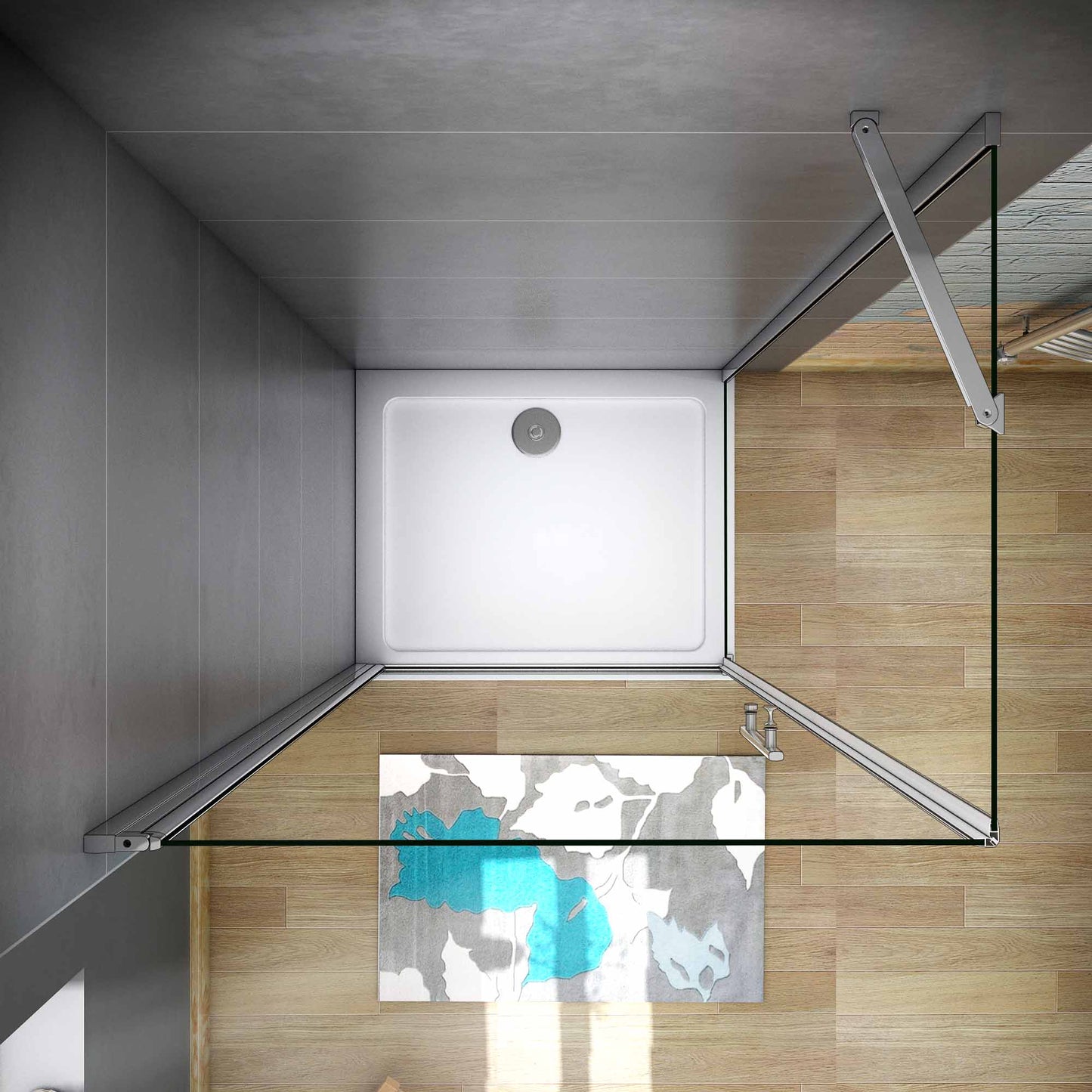 Cabina de Ducha Puerta Abatible 185/195 CM Panel con Barra de 45 CM, Cristal Transparente 6 MM Antical Easy-Clean