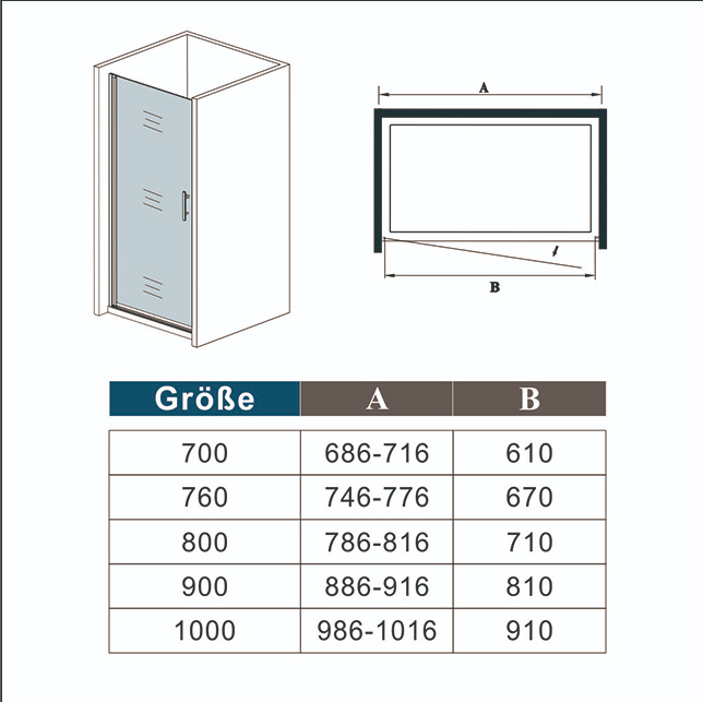 Puerta de ducha Abatible Frontal Cristal 6mm Antical
