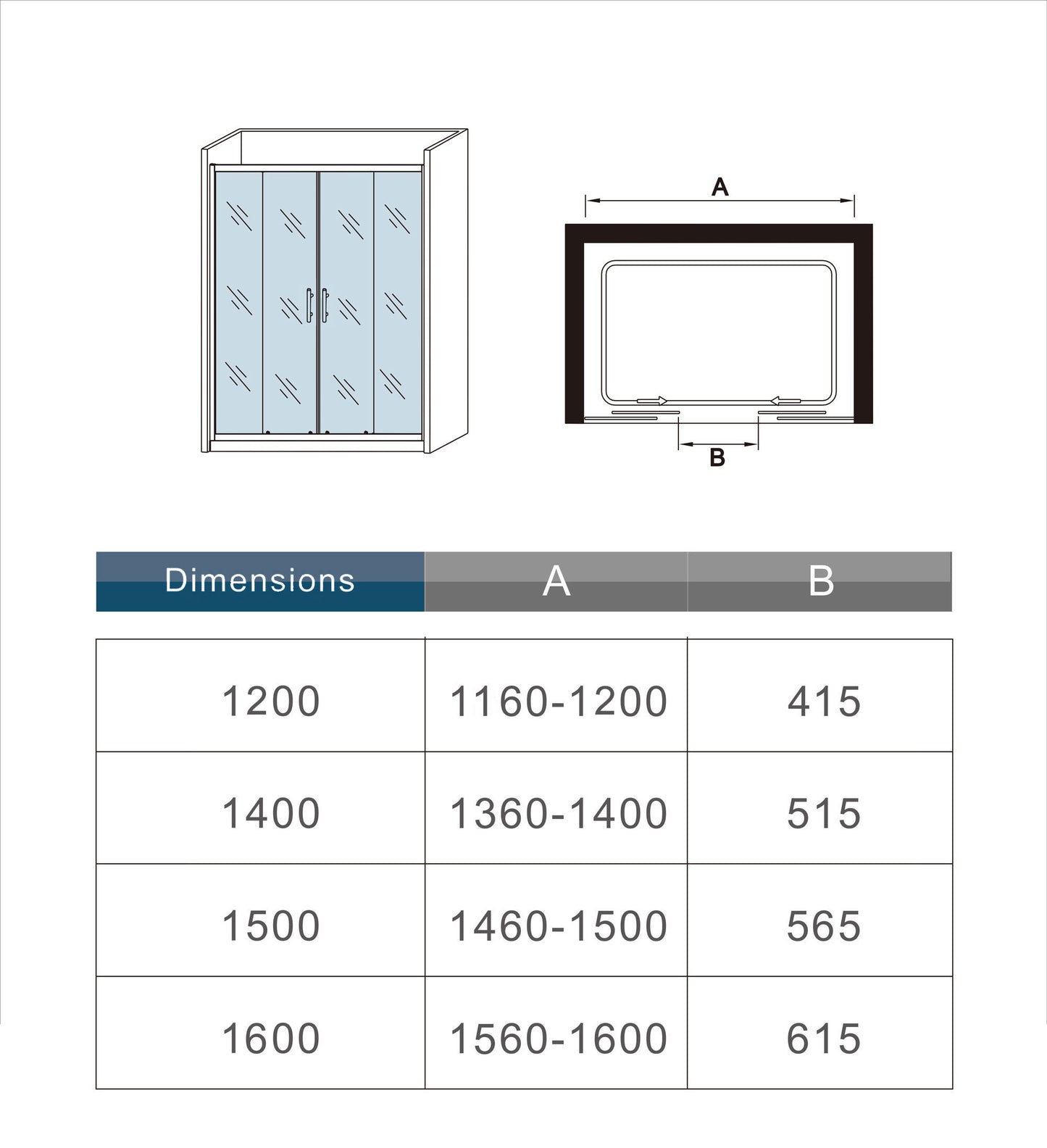 liquidacion Mampara de Ducha Frontal, Doble Puerta Corredera, Doble Puerta Fija, compuesto de 4 puertas, Vidrio templado 5mm