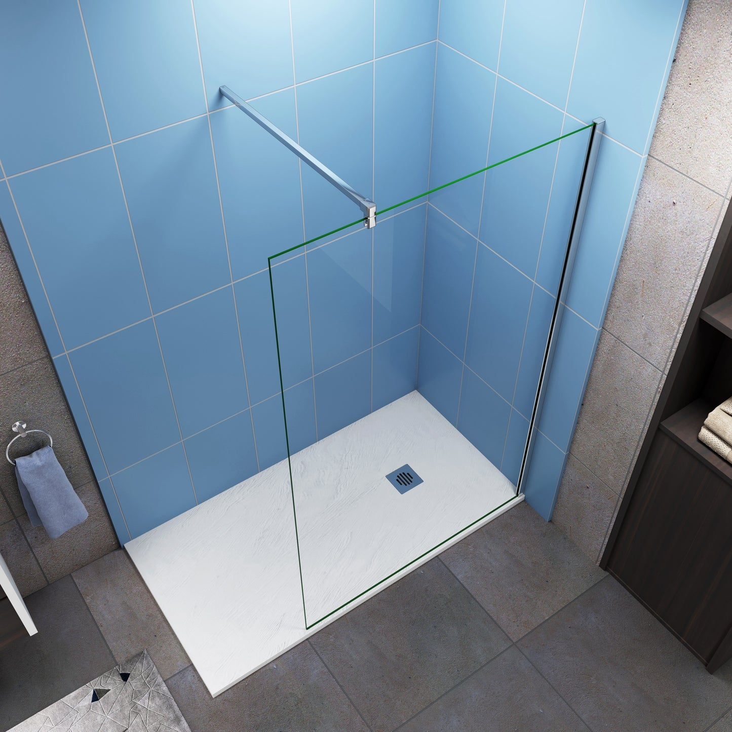 liquidacion 200cm Mamparas de Ducha Pantalla Panel Fijo Perfil Cromado Cristal Antical 10mm
