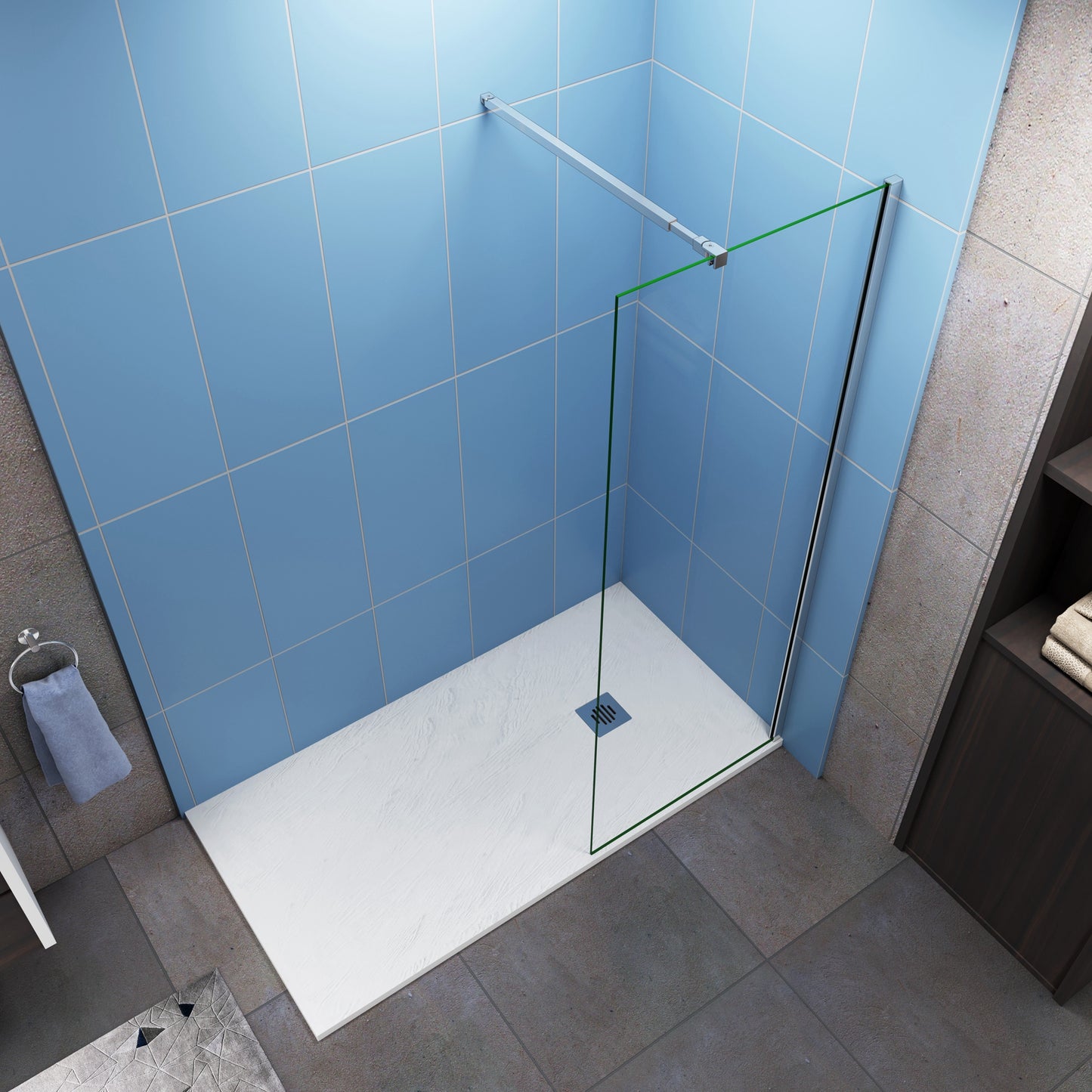 liquidacion 200cm Mamparas de Ducha Pantalla Panel Fijo Perfil Cromado Cristal Antical 10mm