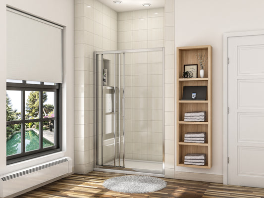 Mampara de Ducha, Frontal Deslizante, dos hojas correderas y una fija, Cristal Templado de 6 MM, 120X195 CM, tratamiento antical