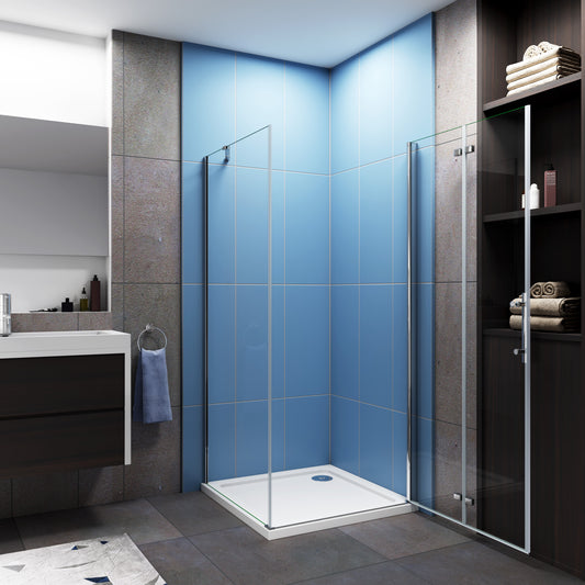 liquidacion Mamparas de Ducha Angular Doble Puerta Plegable 6mm Antical + Plato de Ducha