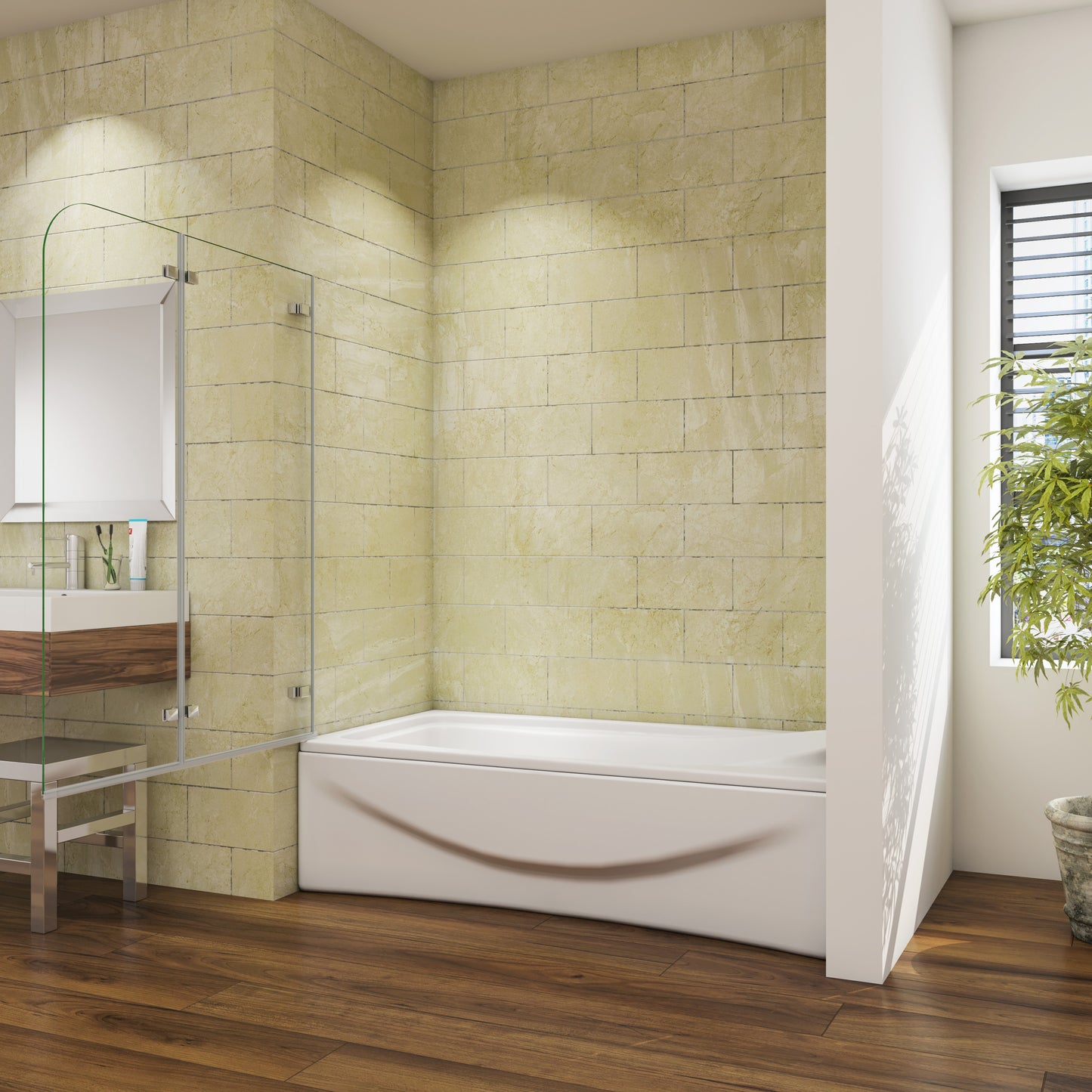 Mamparas/Pantalla para Bañera de Baño Biombo Plegable