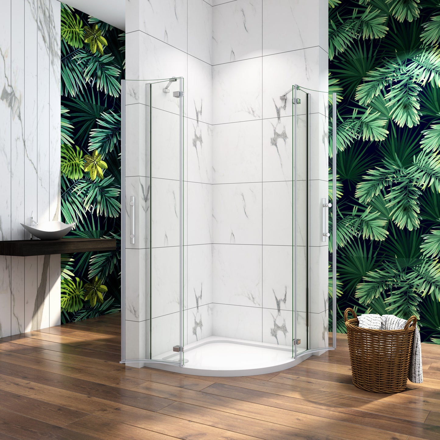Cabina de ducha semicircular mampara de baño 6mm ESG cristal diferentes tamaños