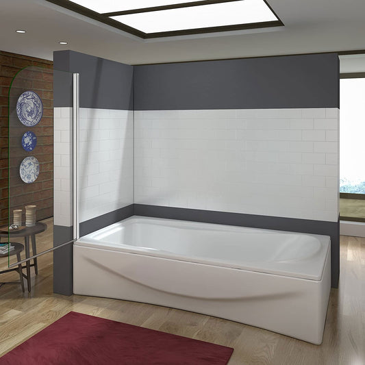 Mampara Bañera Abatible 1 Hoja Pivotante Perfil Gris Mate Cristal 5mm