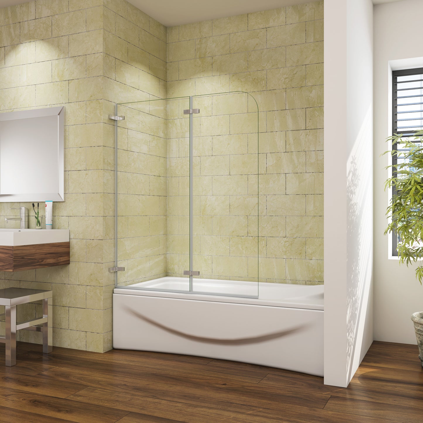 Mamparas/Pantalla para Bañera de Baño Biombo Plegable