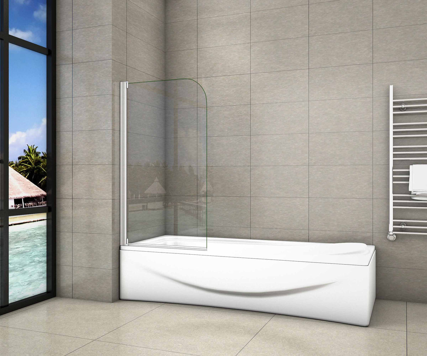 Mampara de Bañera Abatible Giratorio 4mm Perfil Gris Mate - 1 Hoja Abatible
