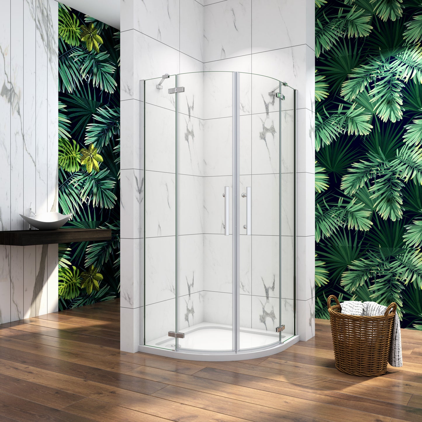 Cabina de ducha semicircular mampara de baño 6mm ESG cristal diferentes tamaños