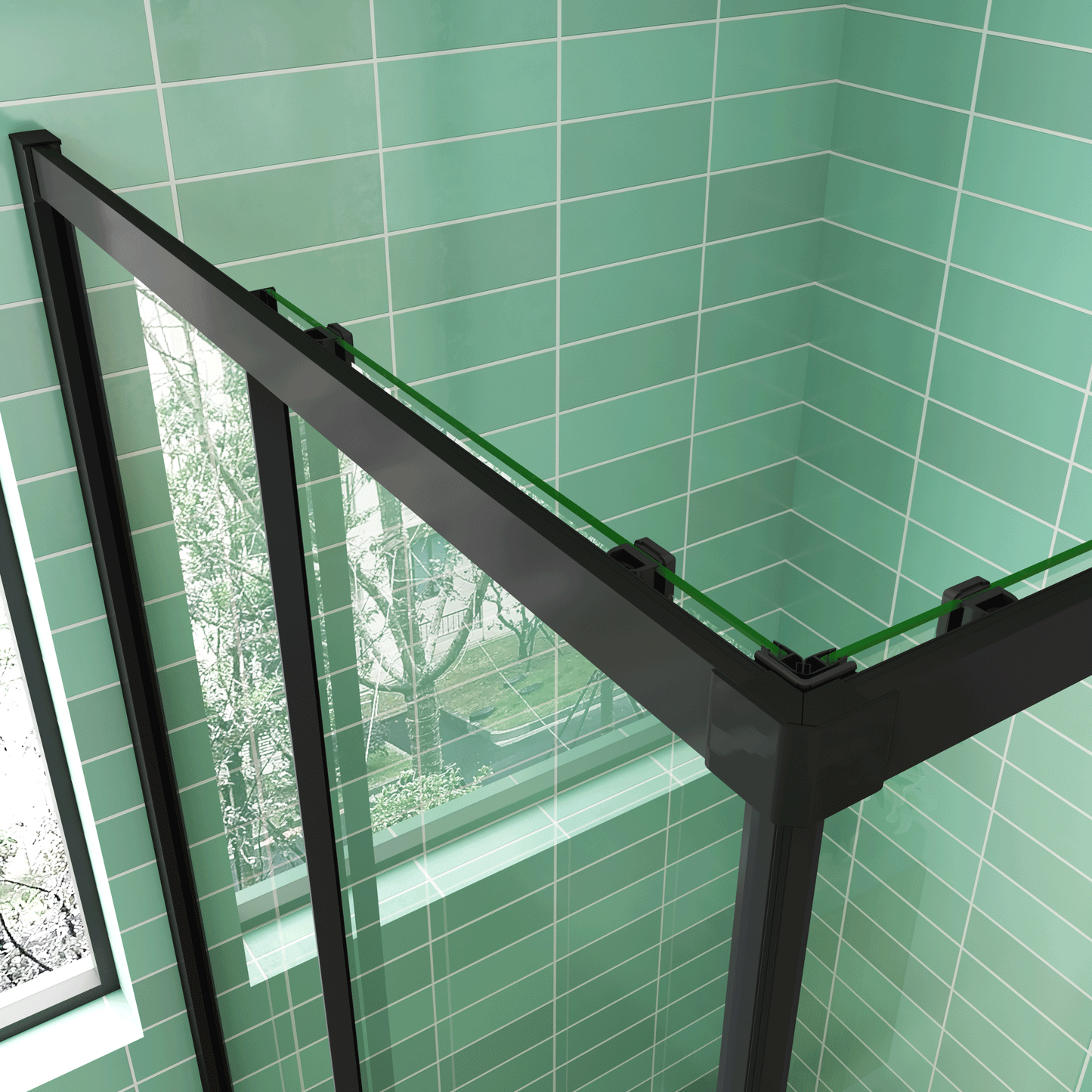 CABINA DE DUCHA DE ESQUINA CORREDERA ANTICAL 6MM CON PERFILERIA NEGRA MATE ALTURA DE 190 CM,ENTRADA ESQUINA