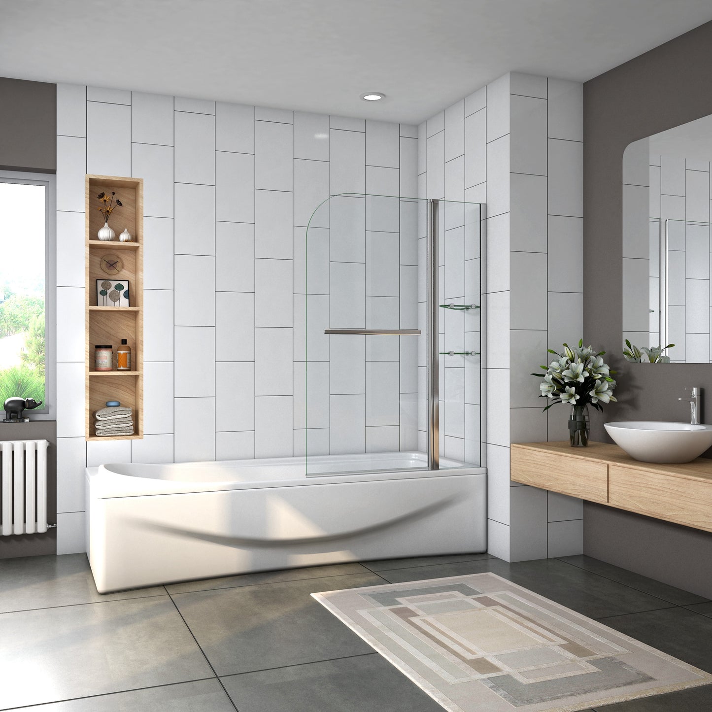 Mampara de Bañera Abatible con Bisagra Cristal 6 MM 120x140cm