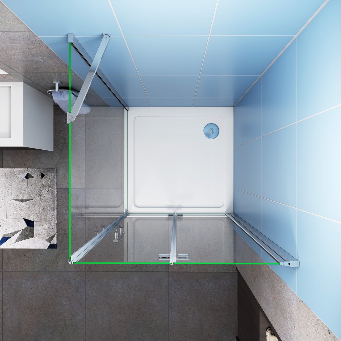 liquidacion Mamparas de Ducha Angular Doble Puerta Plegable 6mm Antical + Plato de Ducha