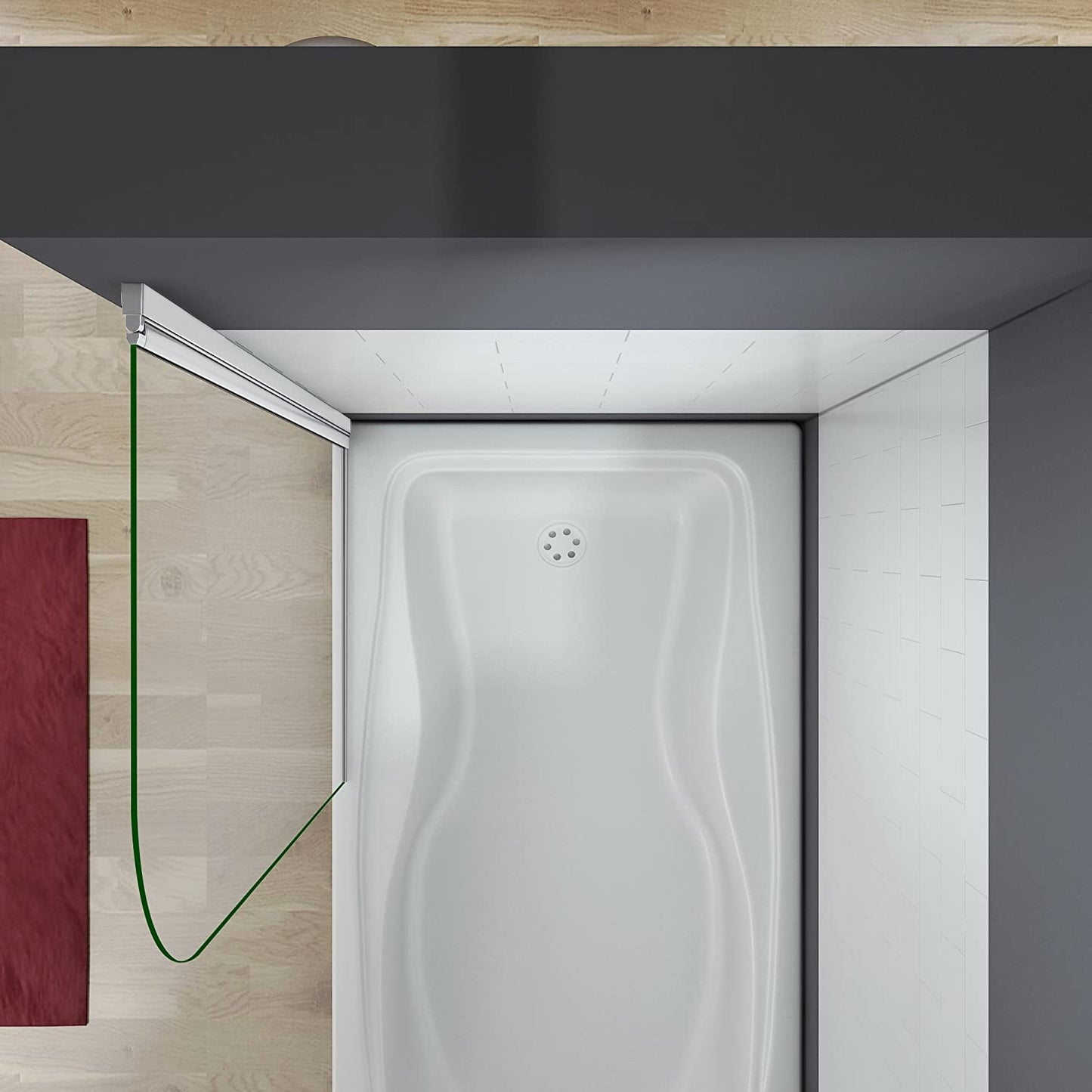 Mampara Bañera Abatible 1 Hoja Pivotante Perfil Gris Mate Cristal 5mm