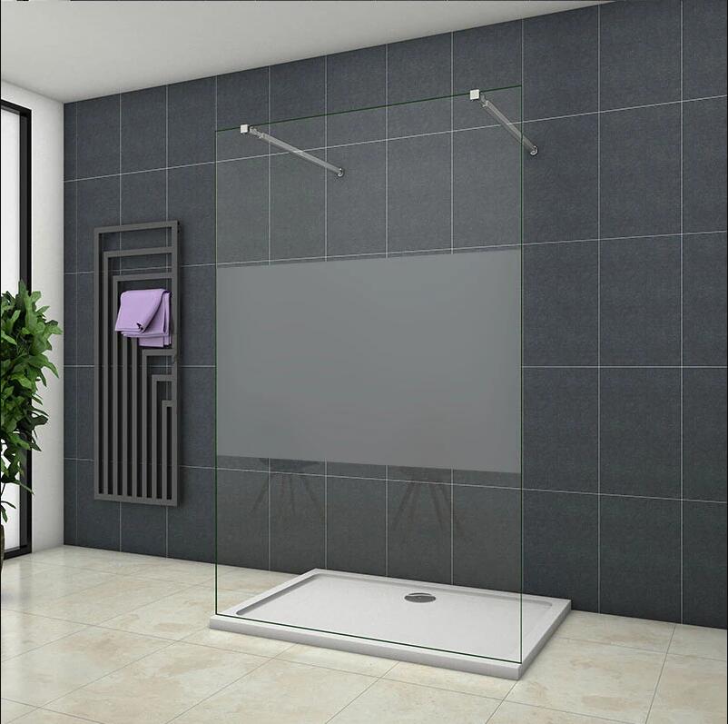 Mamparas ducha Panel Pantalla Fija Vidrio laminado de film Seguridad a Prueba de Explosiones 8mm-Dos Barras de Fijación 73-120cm 117x200cm