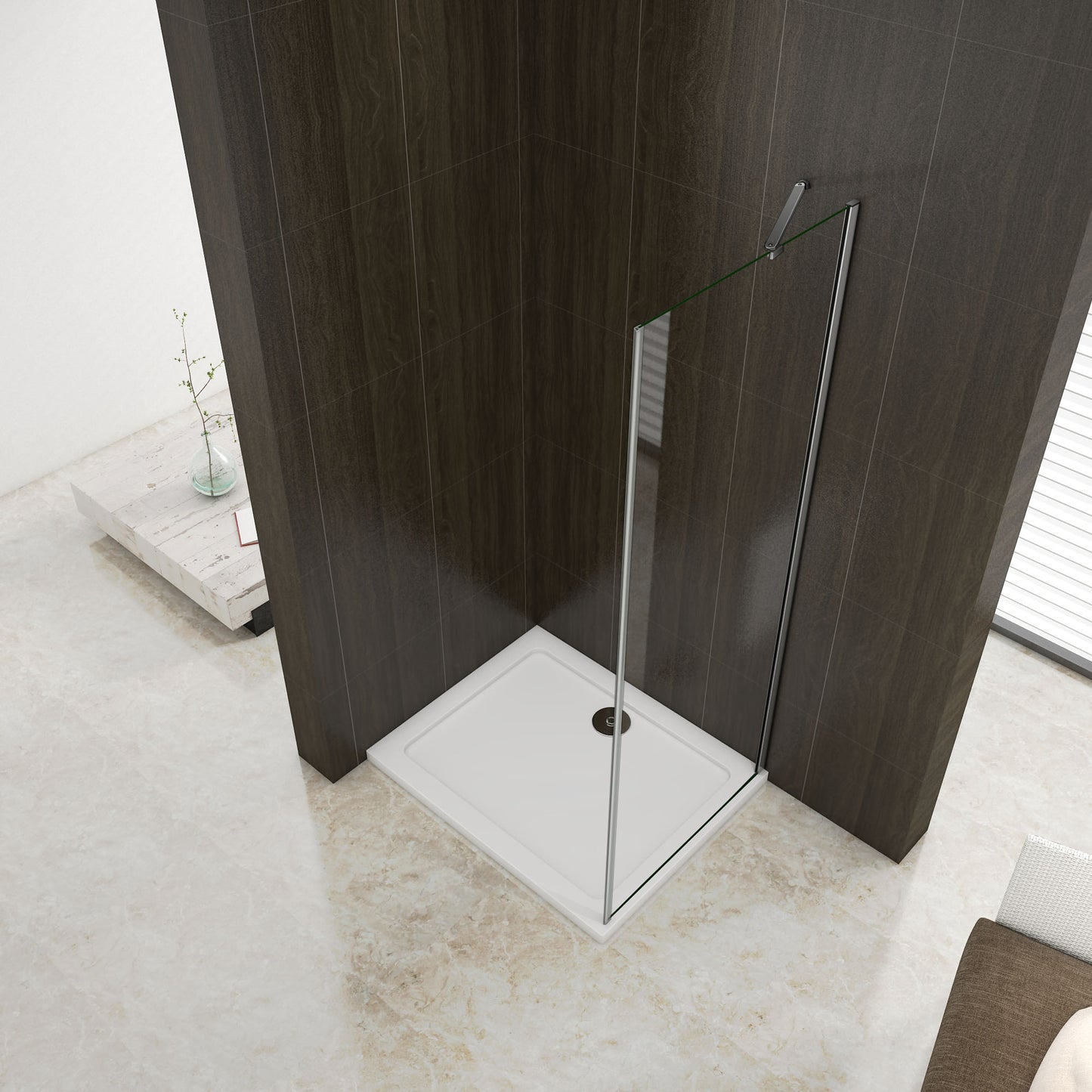 Mampara fija para ducha Panel fijo de cristal templado de 6 mm 80cm