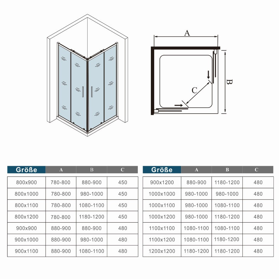 Mamparas Angular Doble Puertas Correderas 6mm Cromado para Ducha Alta 195cm