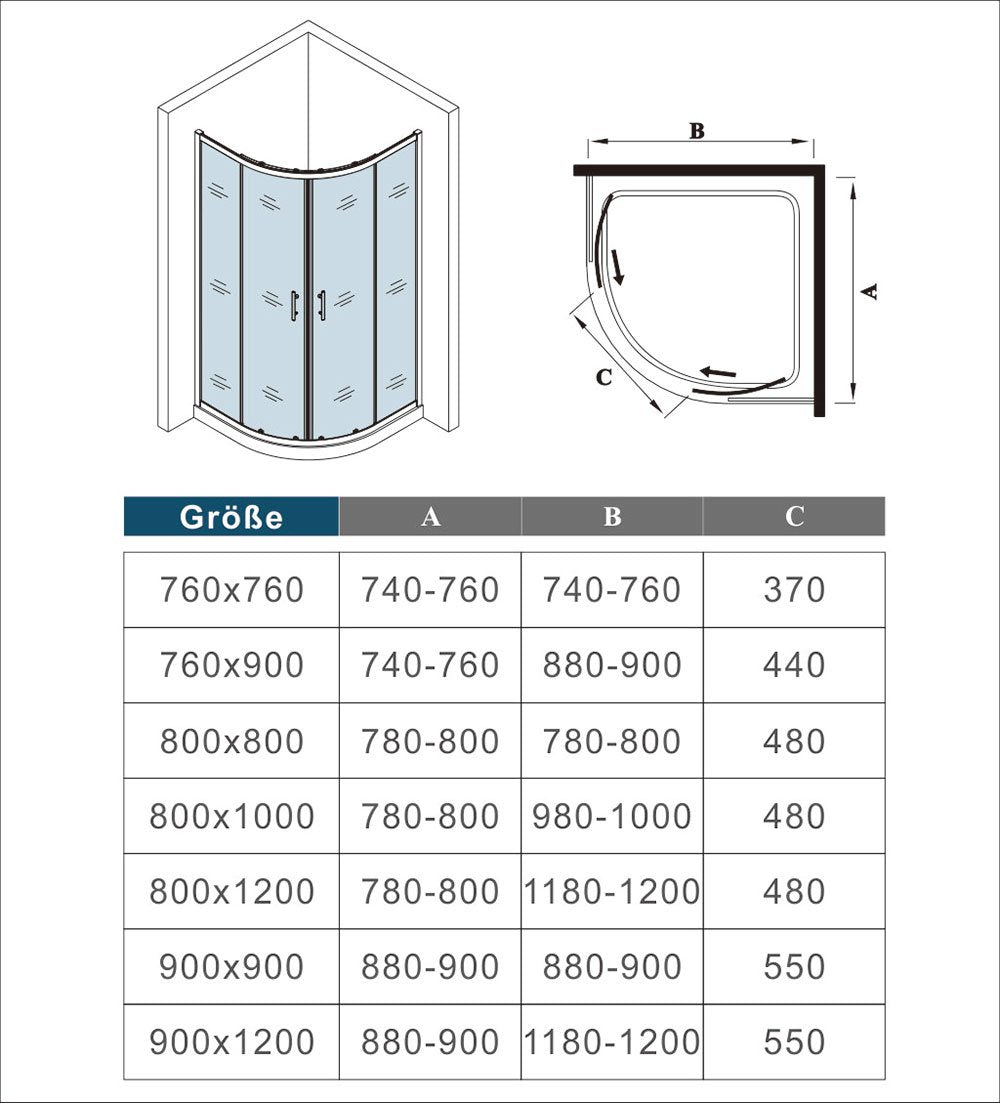 Mamparas de ducha Semicircular Puerta Corredera 6mm