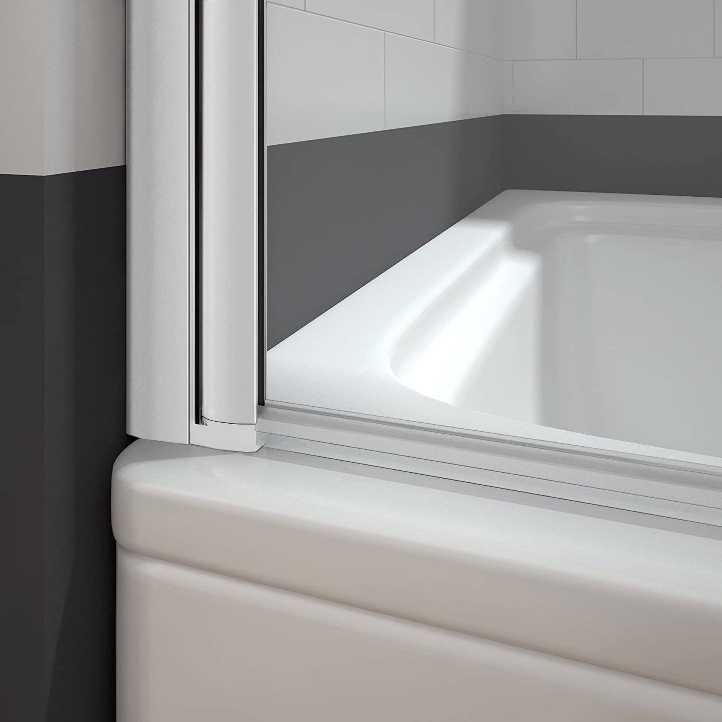 Mampara Bañera Abatible 1 Hoja Pivotante Perfil Gris Mate Cristal 5mm