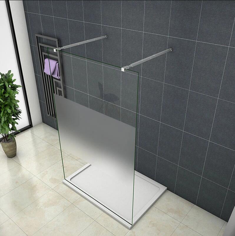 Mamparas ducha Panel Pantalla Fija Vidrio laminado de film Seguridad a Prueba de Explosiones 8mm-Dos Barras de Fijación 73-120cm