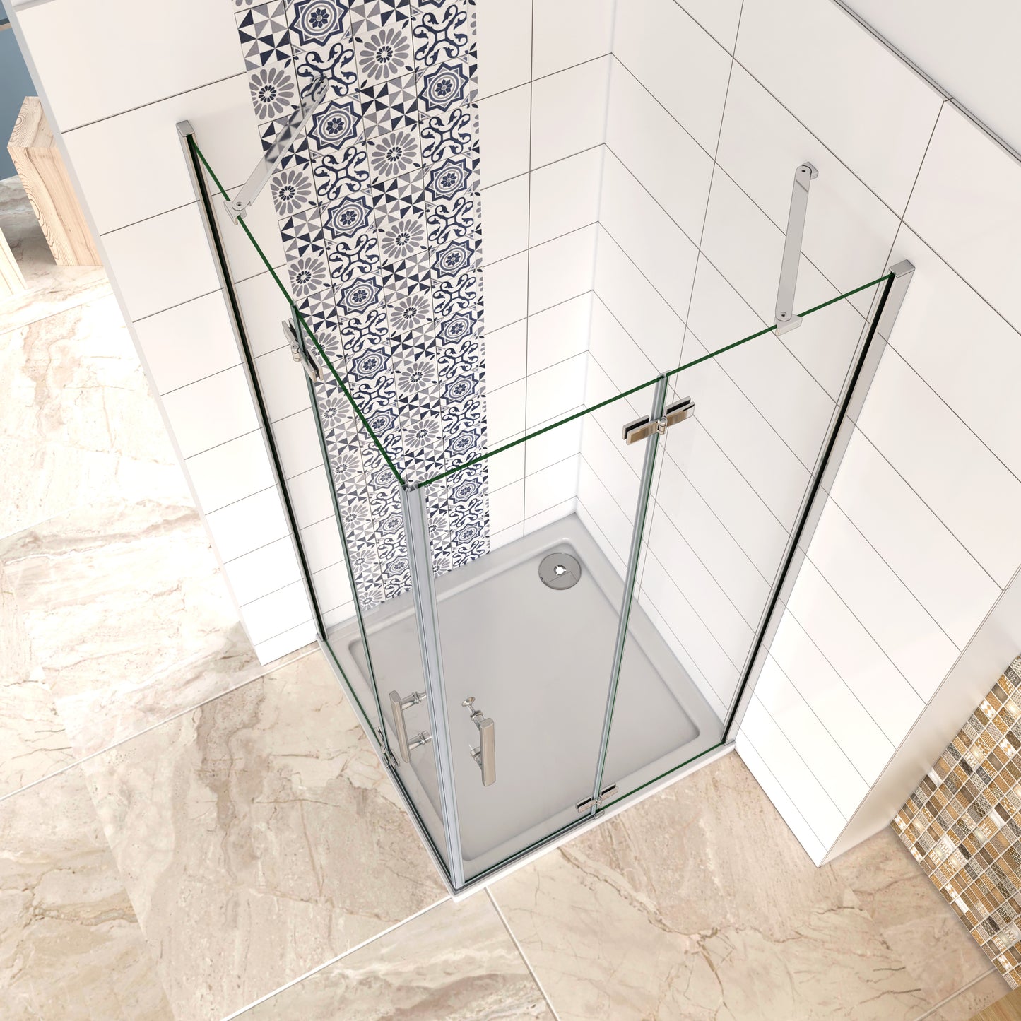 Mamparas Cabina de Ducha cristal 6 mm Puerta Abatible de Baño