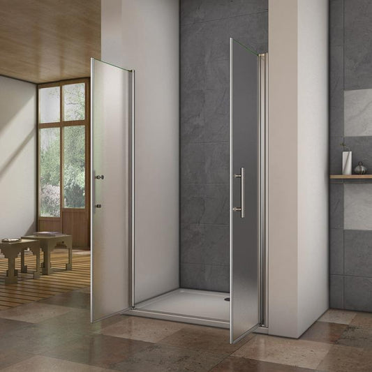 Mamparas Ducha Puerta Abatible Doble Cristal opaco esmerilado Antical 6mm