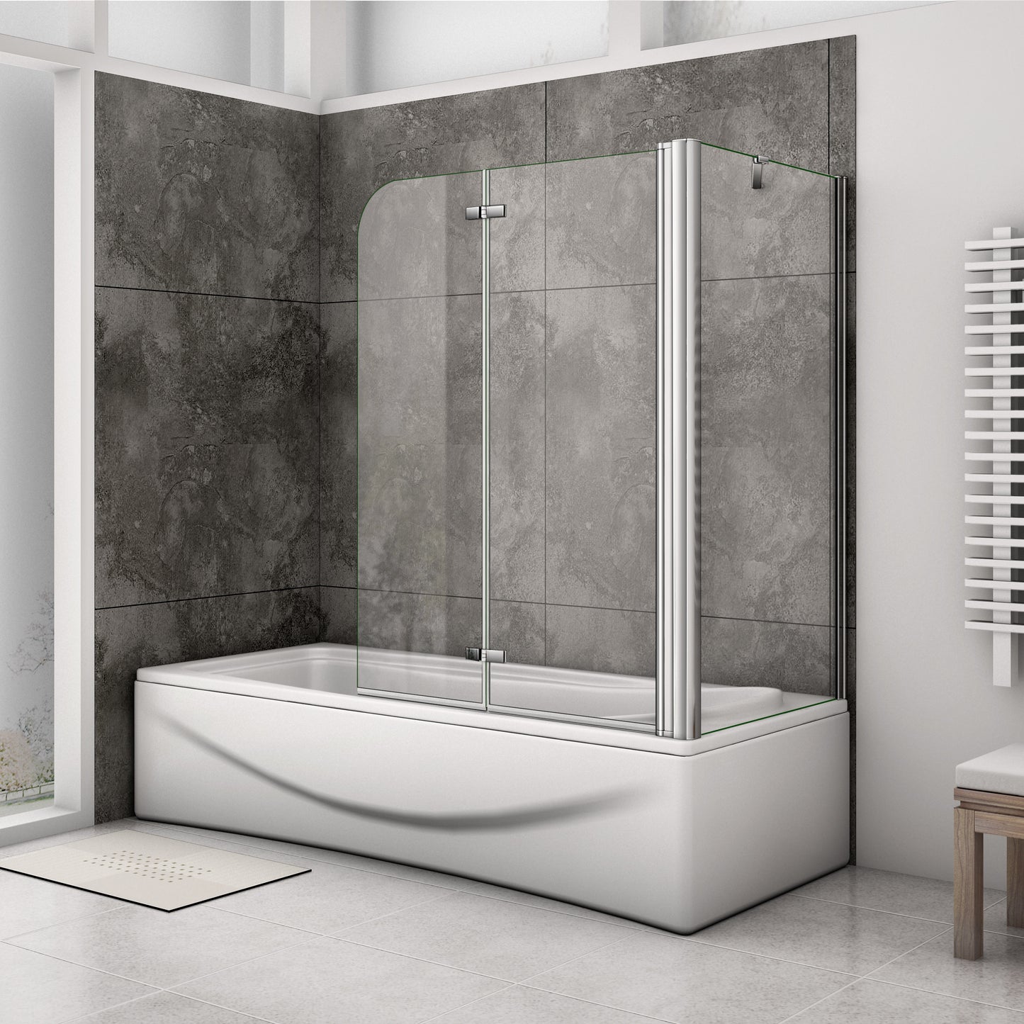 Mampara de baño con Panel pivotante de 180°, Cristal Antical de 6 mm