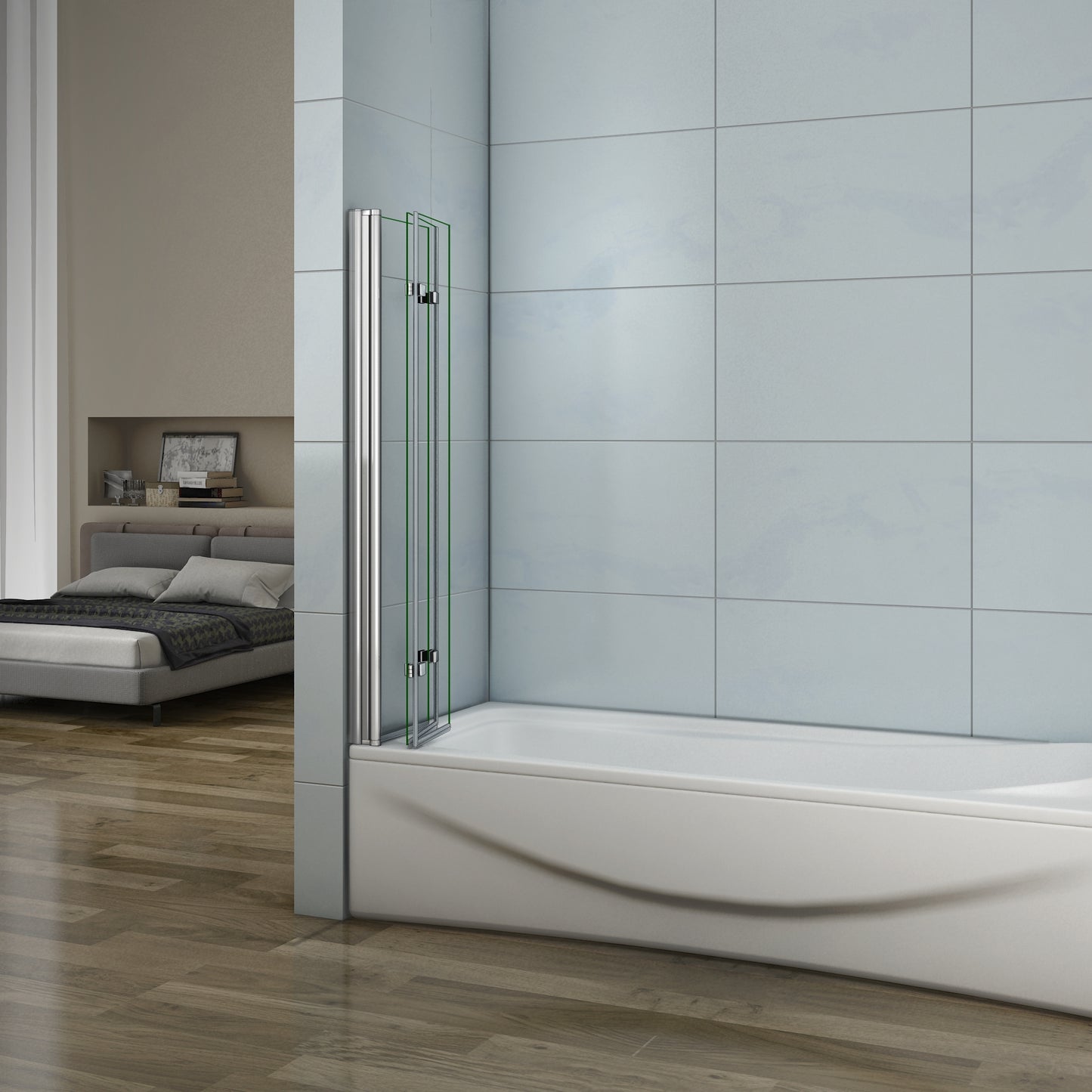 Mampara de ducha con 3 paneles plegables Altura 140cm
