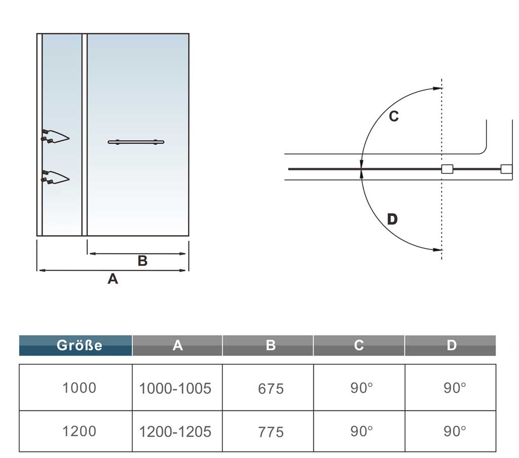Bañera 2 piezas Mampara/ pantalla de ducha plegable vuelta 180 ° 100x140cm